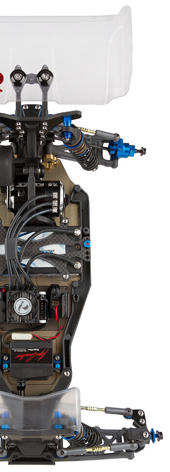 RC10 Worlds Car chassis, top view